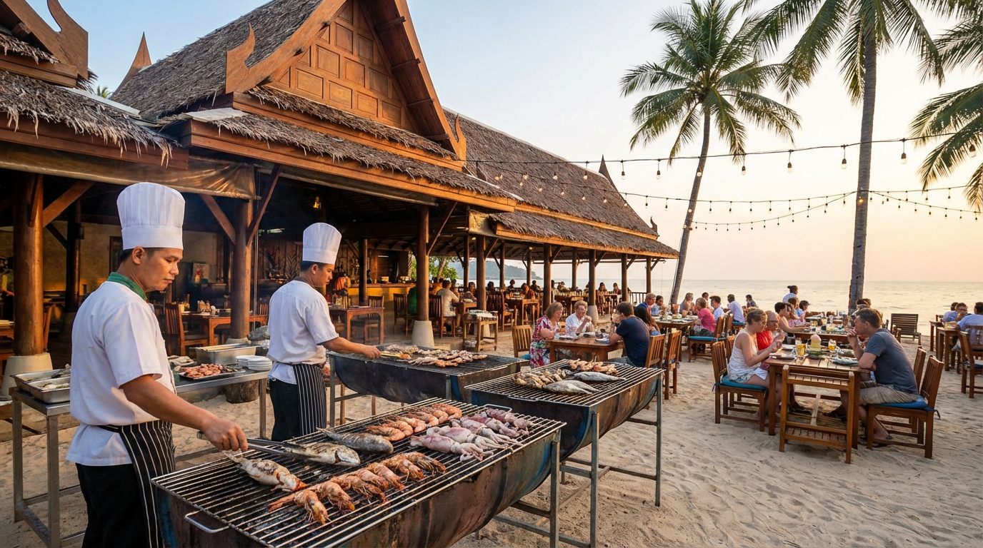 Beachfront seafood grill