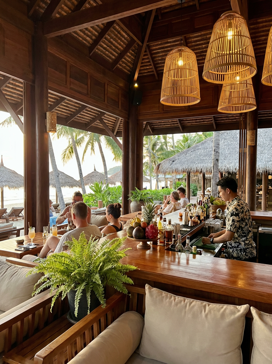 Guests dining at an open-air restaurant with sea view at Ko Rang Nok Resort